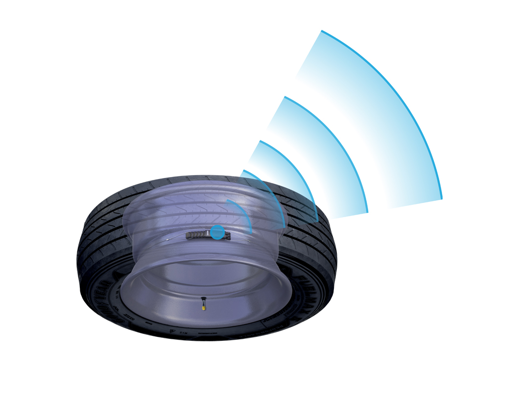 TPMS sensor monitoring tyre pressure on truck tyre 